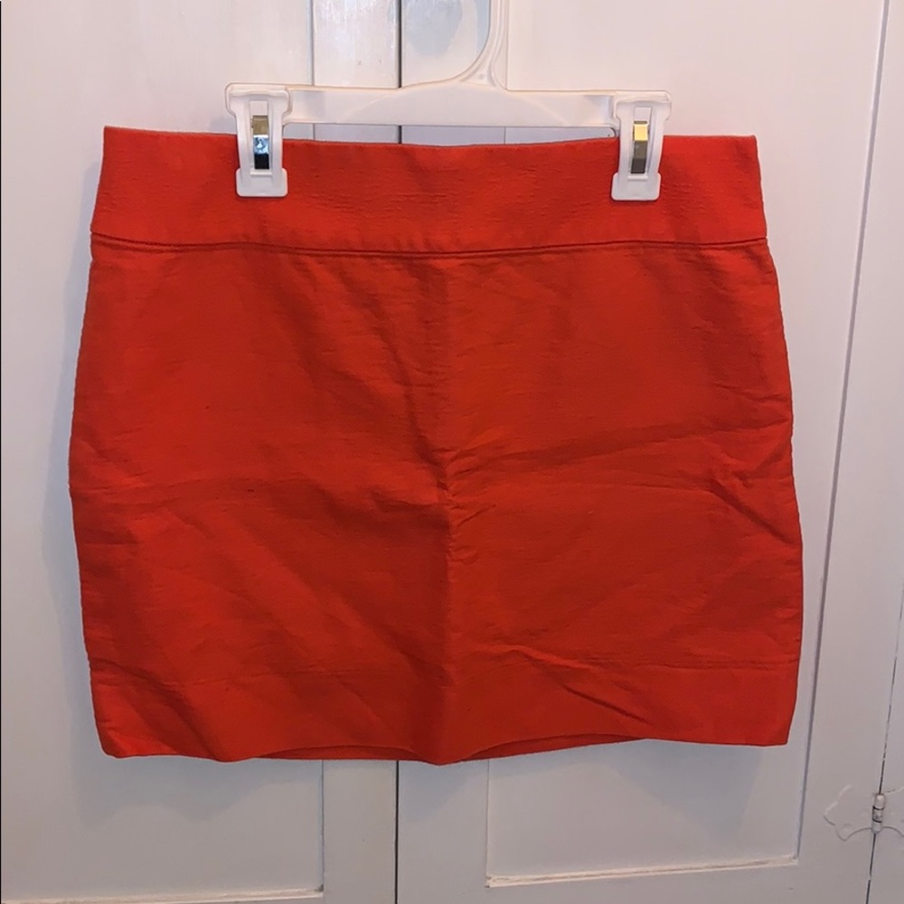 orange J. Crew skirt